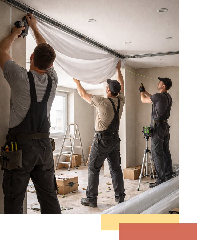 Монтаж парящего натяжного потолка под ключ в Ивантеевке