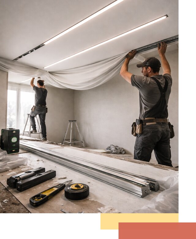 Монтаж натяжных потолков со световыми линиями в Ивантеевке