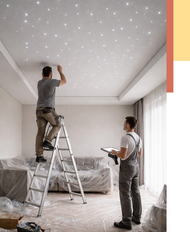 Монтаж натяжного потолка «звездное небо» в Ивантеевке от 6687 руб. | ОТДЕЛОЧНИК-Внт