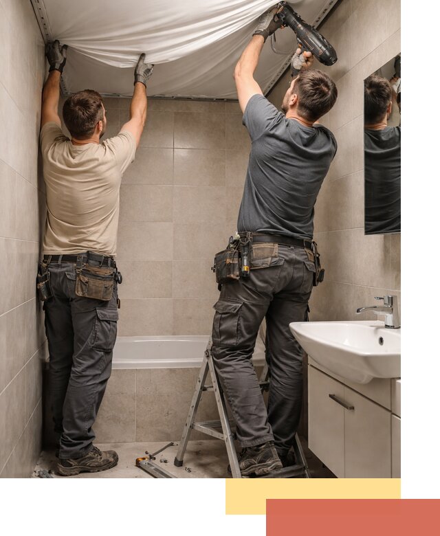 Монтаж натяжного потолка в ванной в Ивантеевке быстро и качественно