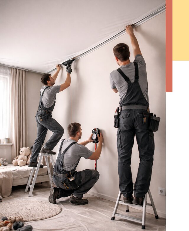 Монтаж натяжного потолка в детской в Ивантеевке от 3600 руб. — быстро и недорого | ОТДЕЛОЧНИК-Внт