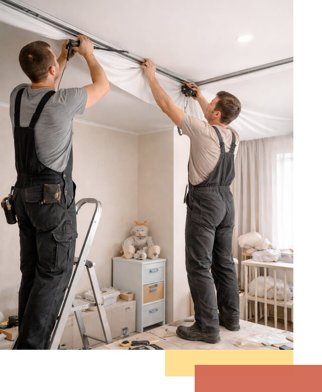 Монтаж натяжного потолка в детской комнате в Ивантеевке