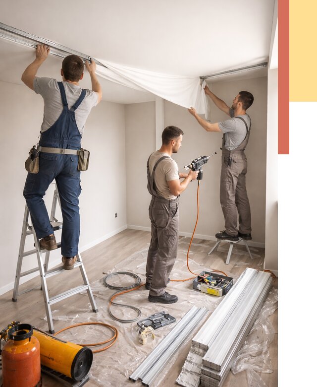 Монтаж натяжного потолка в студии в Ивантеевке от 5658 руб. — быстро и недорого | ОТДЕЛОЧНИК-Внт