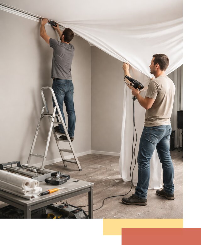 Монтаж натяжного потолка в студии в Ивантеевке