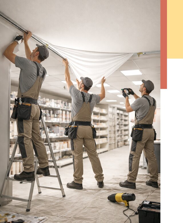 Монтаж натяжного потолка в магазине в Ивантеевке от 4629 руб. быстро и недорого | ОТДЕЛОЧНИК-Внт