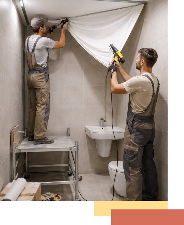 Монтаж натяжного потолка в санузле в Ивантеевке