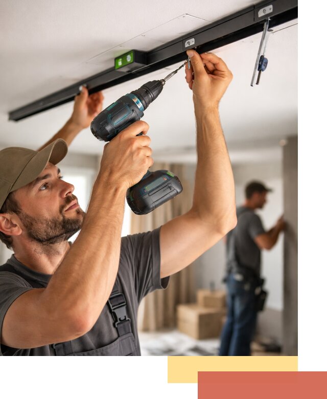 Установка трековых светильников в натяжной потолок в Ивантеевке