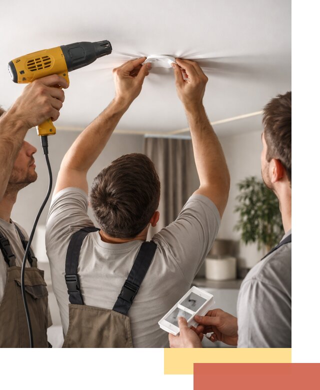 Ремонт прокола полотна натяжного потолка в Ивантеевке