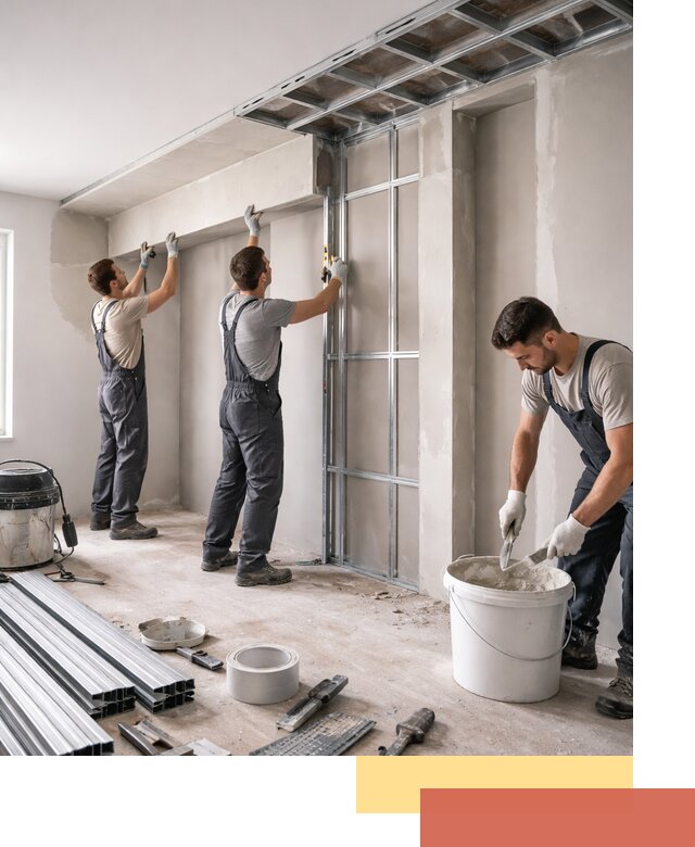 Монтаж потолка из гипсокартона с нишей в Ивантеевке