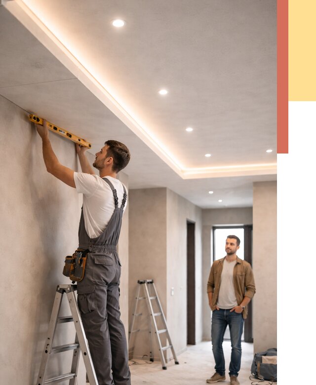 Потолок из гипсокартона с подсветкой в Ивантеевке от 772 руб./м2 под ключ | ОТДЕЛОЧНИК-Внт