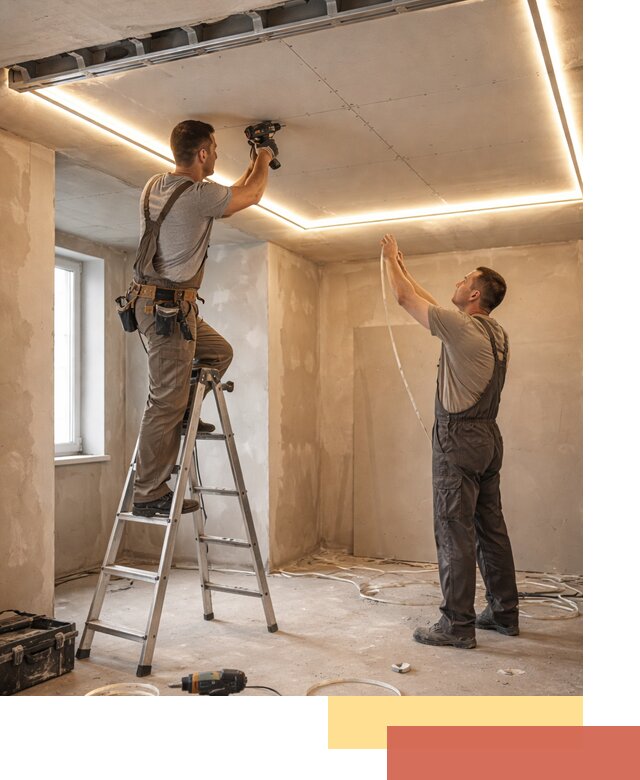 Потолок из гипсокартона с подсветкой в Ивантеевке