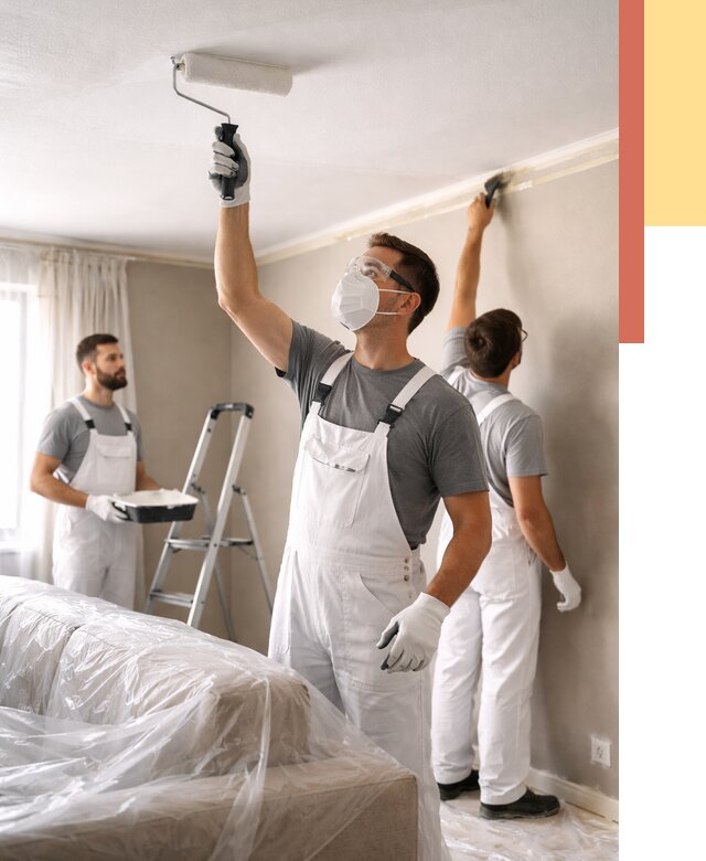 Покраска потолка водоэмельсионной краской в Ивантеевке от 2263 руб/м² — услуги под ключ | ОТДЕЛОЧНИК-Внт