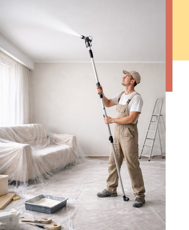 Покраска потолка краскопультом в Ивантеевке от 4629 руб. быстро и недорого | ОТДЕЛОЧНИК-Внт