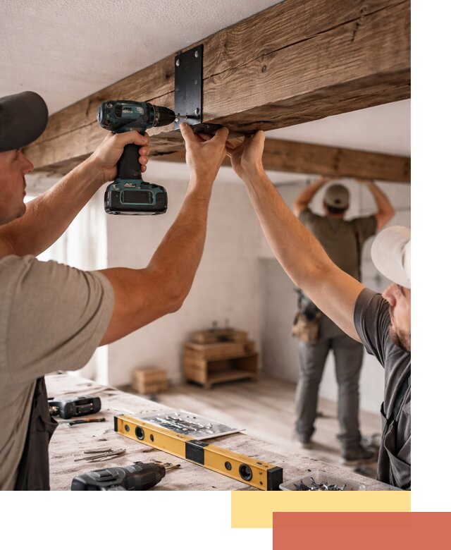 Монтаж декоративных потолочных балок в Ивантеевке